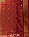 Maroon Zigzag Borderd Pure Maheshwari Silk Cotton Handloom Saree — Pallu