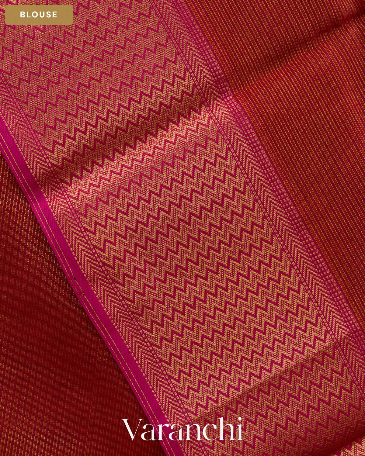 Maroon Zigzag Borderd Pure Maheshwari Silk Cotton Handloom Saree — Blouse