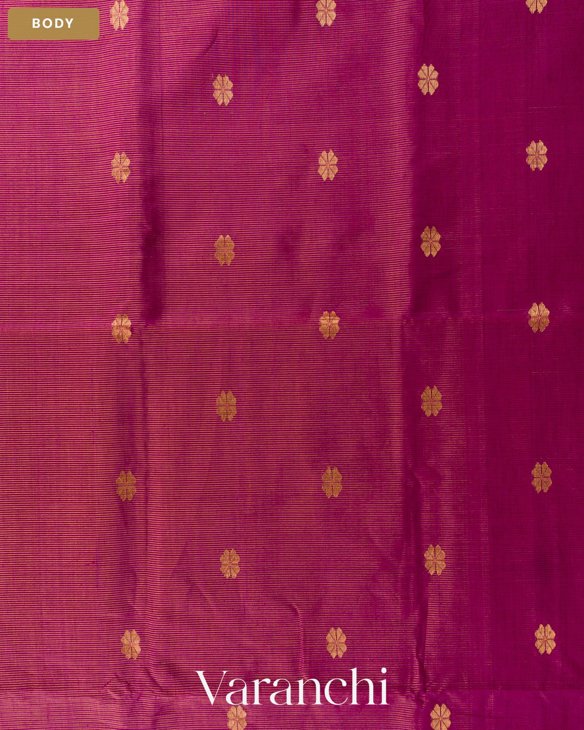 Magenta Zigzag Borderd Pure Maheshwari Silk Cotton Handloom Saree — Body
