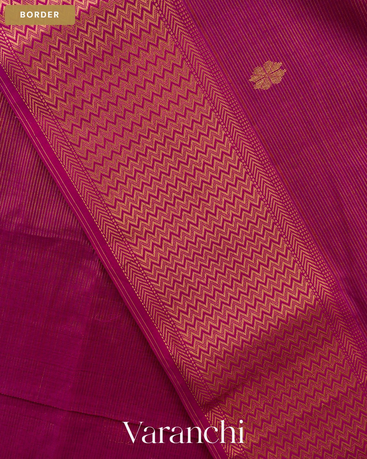 Magenta Zigzag Borderd Pure Maheshwari Silk Cotton Handloom Saree — Border