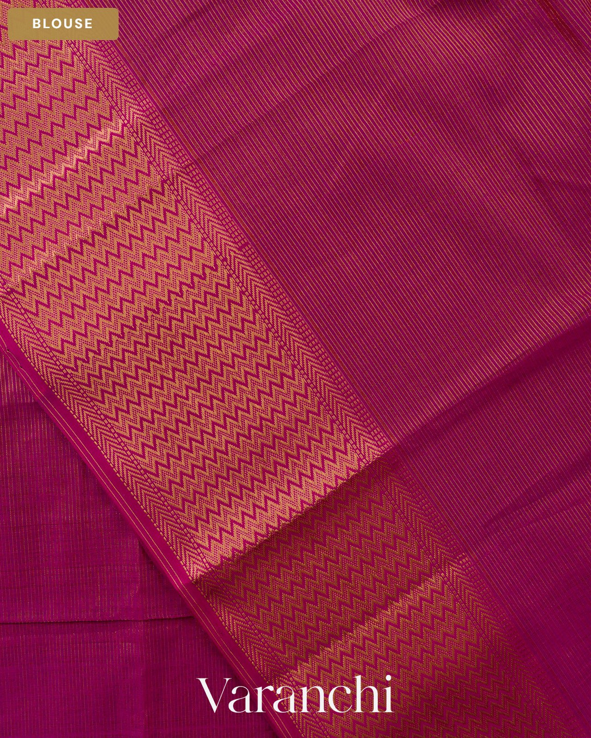 Magenta Zigzag Borderd Pure Maheshwari Silk Cotton Handloom Saree — Blouse
