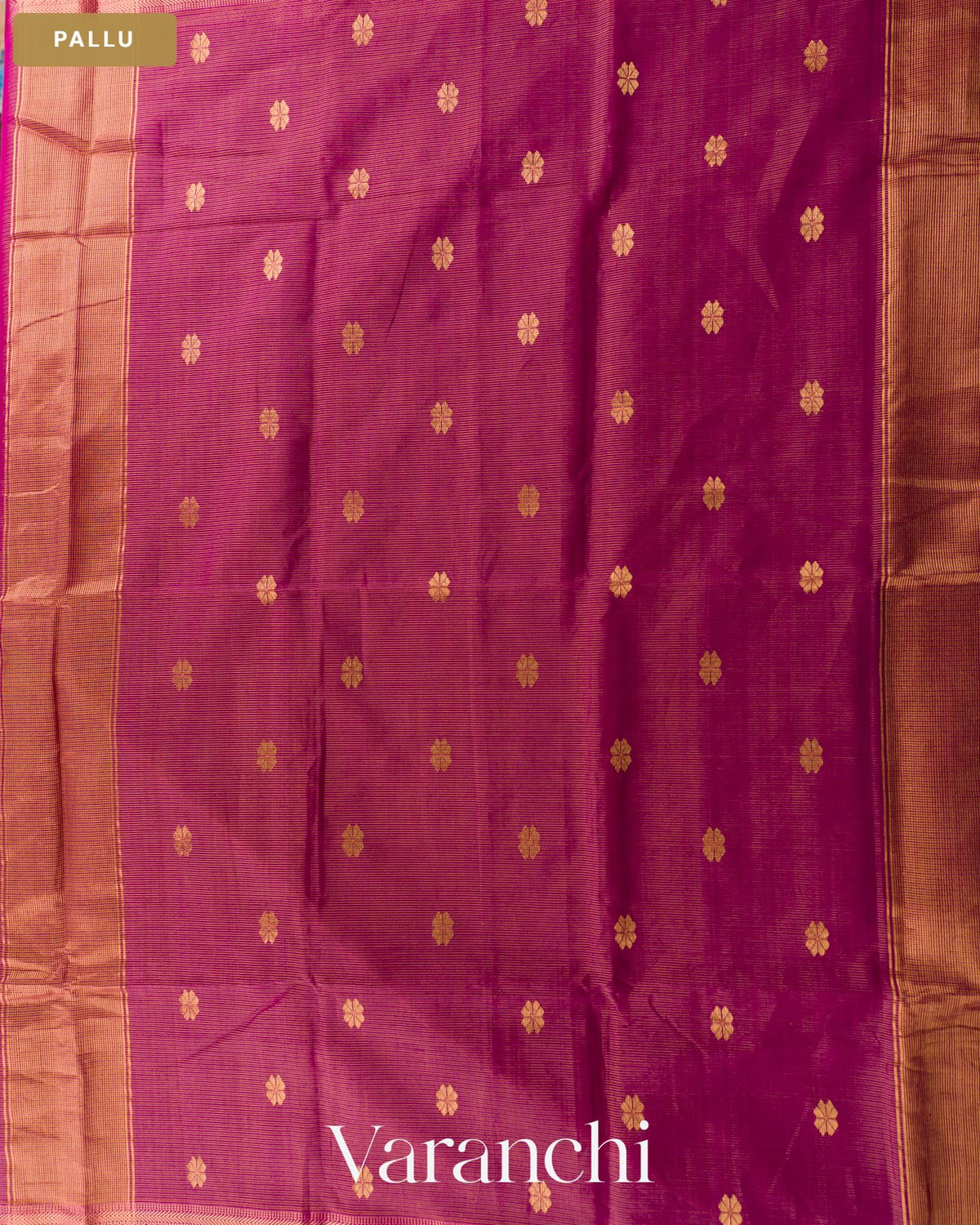 Magenta Zigzag Borderd Pure Maheshwari Silk Cotton Handloom Saree — Pallu