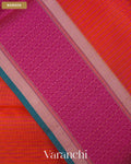 Peach Orange Striped Pure Maheshwari Silk Cotton Handloom Saree — Border