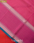 Peach Orange Striped Pure Maheshwari Silk Cotton Handloom Saree — Blouse