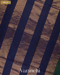 Peacock Green Striped Pure Maheshwari Silk Cotton Handloom Saree — Pallu