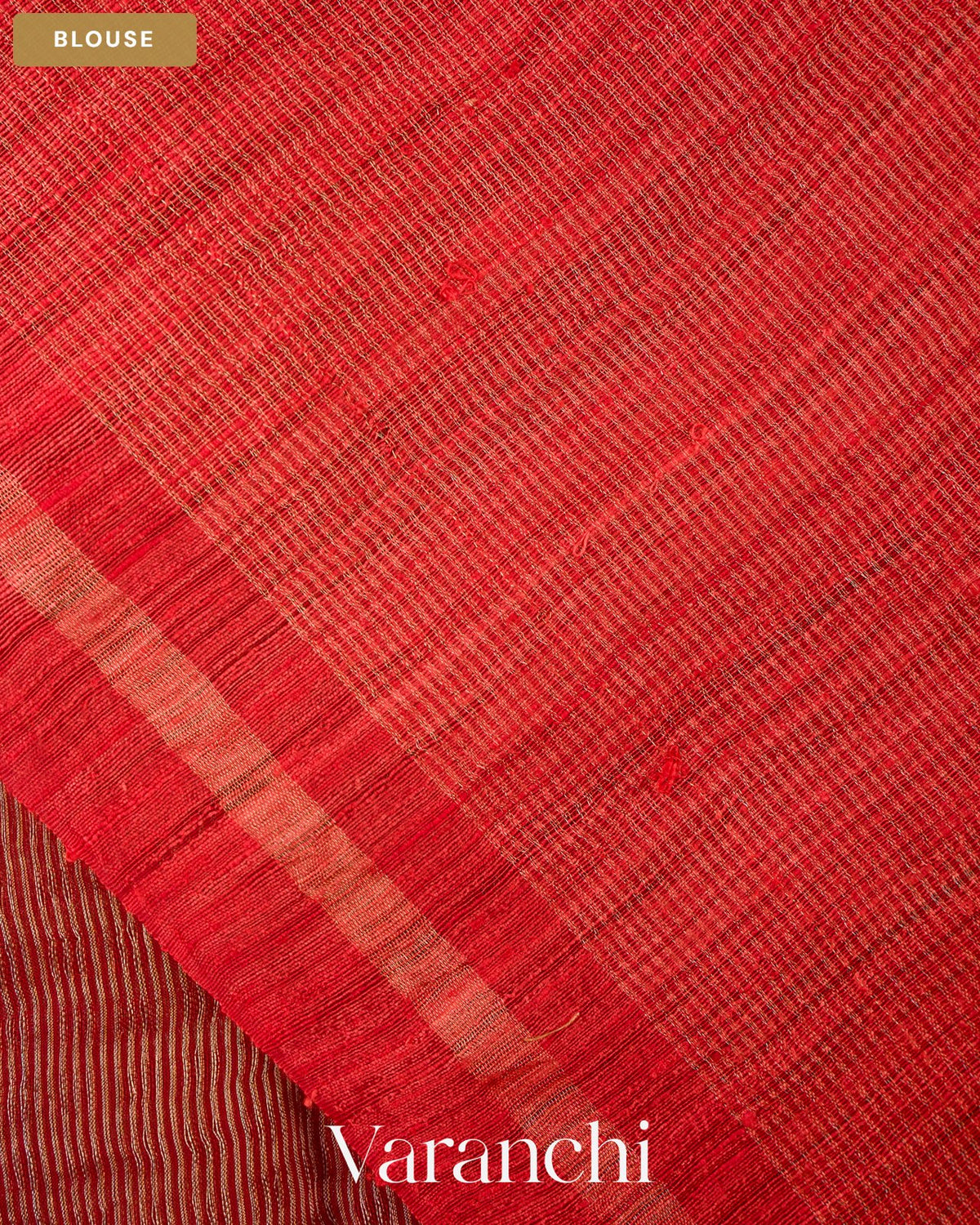 Brick Red with Sequin Embroidery Pure Muslin Silk Handloom Saree — Blouse