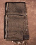 Black with Sequin Embroidery Pure Muslin Silk Handloom Saree — Full Saree