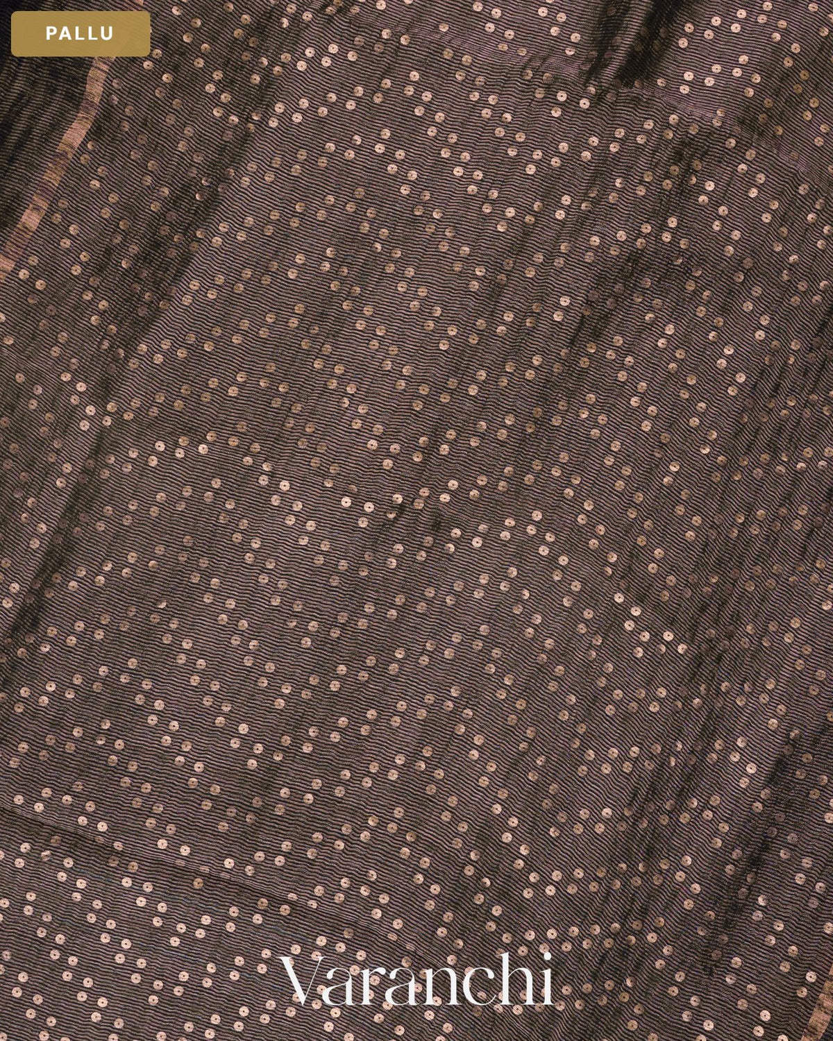 Black with Sequin Embroidery Pure Muslin Silk Handloom Saree — Pallu