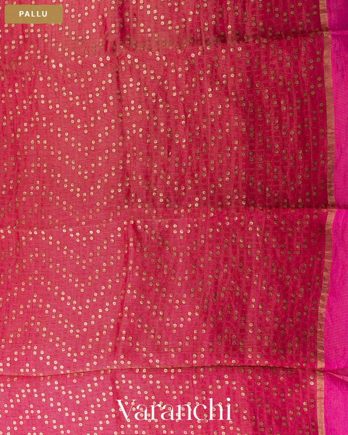 Magenta with Sequin Embroidery Pure Muslin Silk Handloom Saree — Pallu