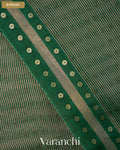 Bottle Green with Sequin Embroidery Pure Muslin Silk Handloom Saree — Border