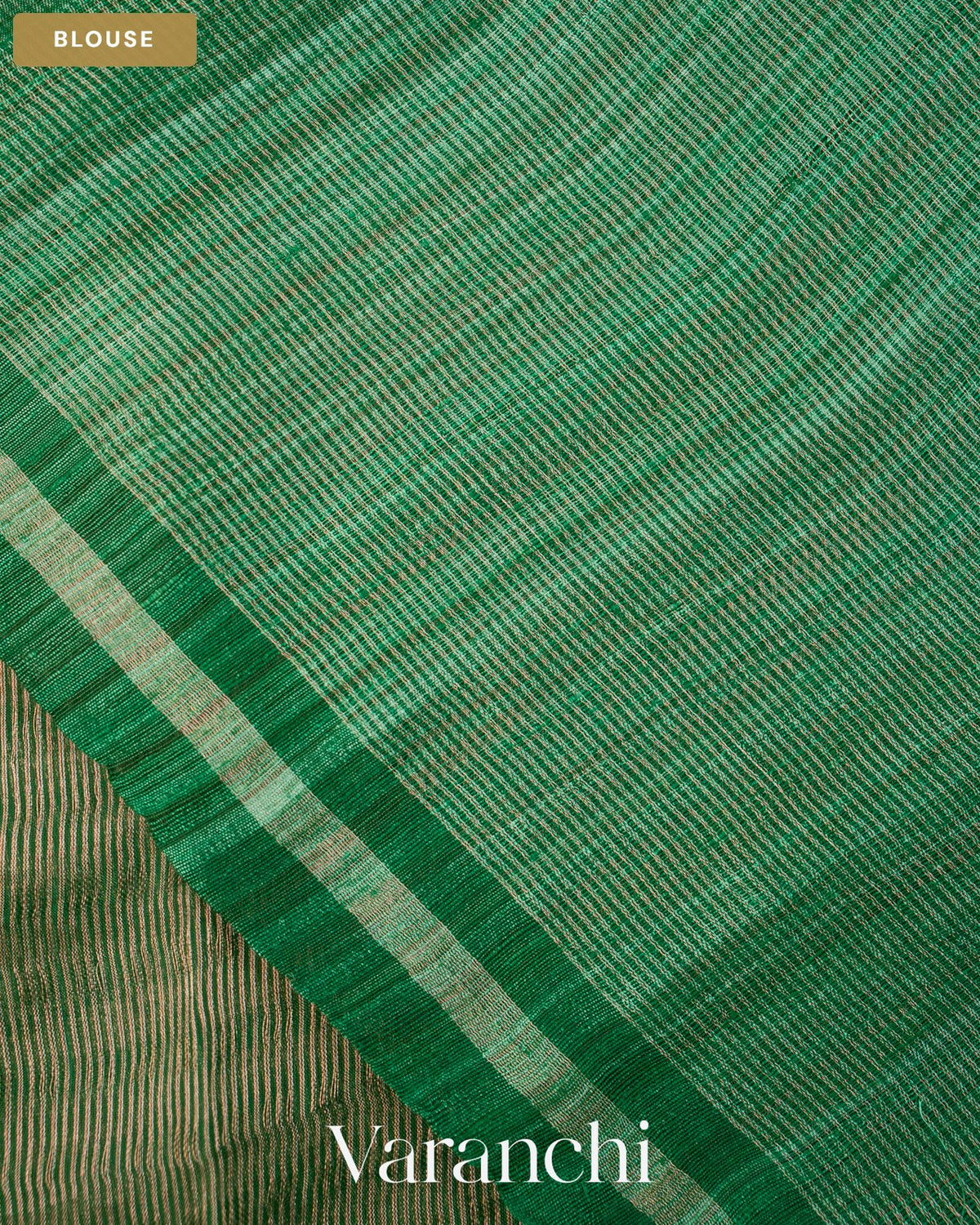 Bottle Green with Sequin Embroidery Pure Muslin Silk Handloom Saree — Blouse