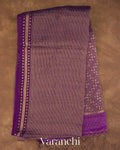 Violet Purple with Sequin Embroidery Pure Muslin Silk Handloom Saree — Full Saree