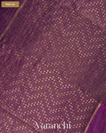 Violet Purple with Sequin Embroidery Pure Muslin Silk Handloom Saree — Pallu