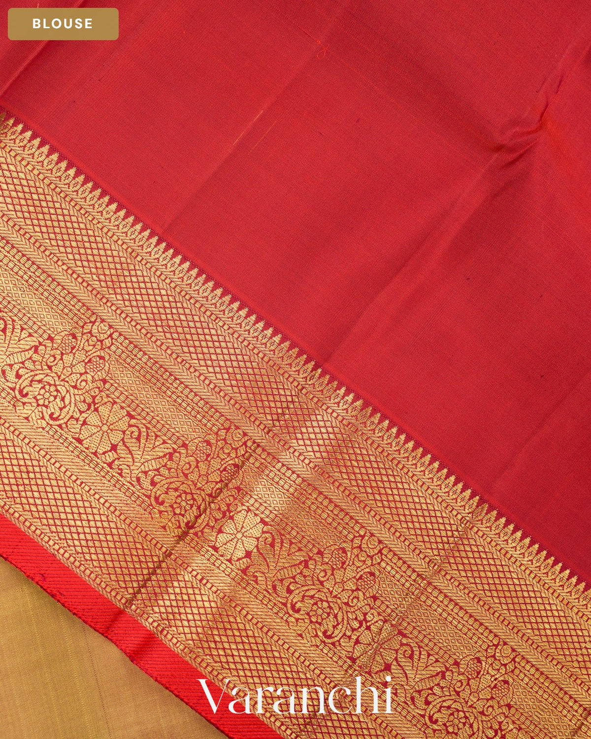 Mustard Gold Pure Kanchipuram Silk Handloom Saree — Blouse