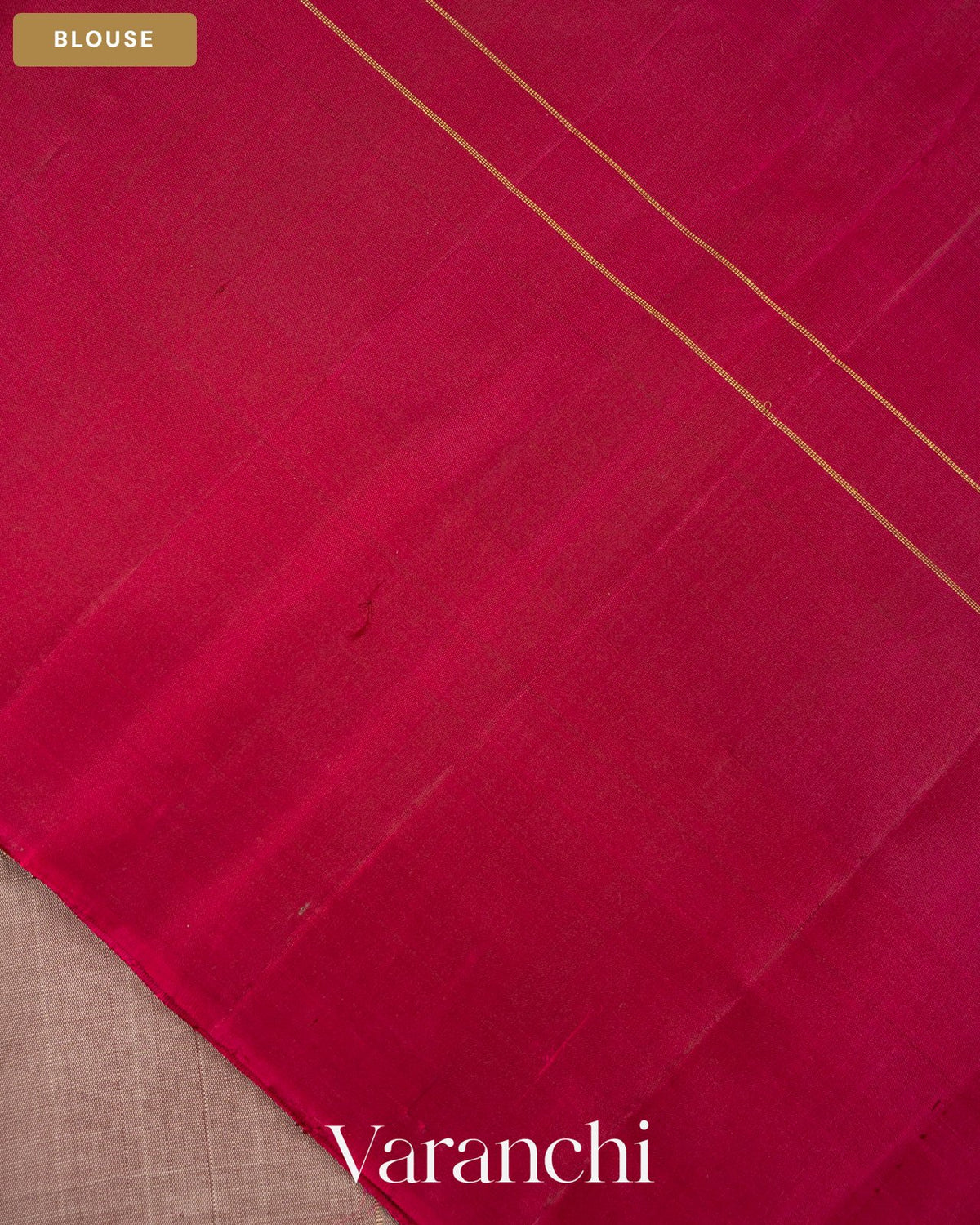 Beige Checkered Pure Kanchipuram Silk Handloom Saree — Blouse