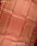 Beige Checkered Pure Kanchipuram Silk Handloom Saree — Pallu