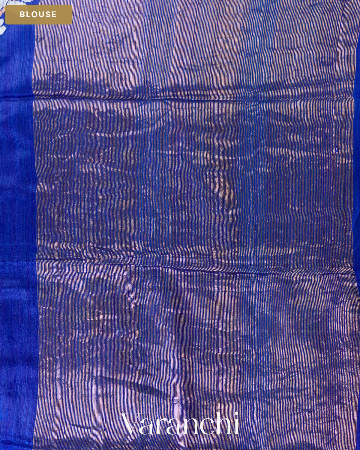 Royal Blue Floral Jamdani Pure Matka Silk Handloom Saree — Blouse