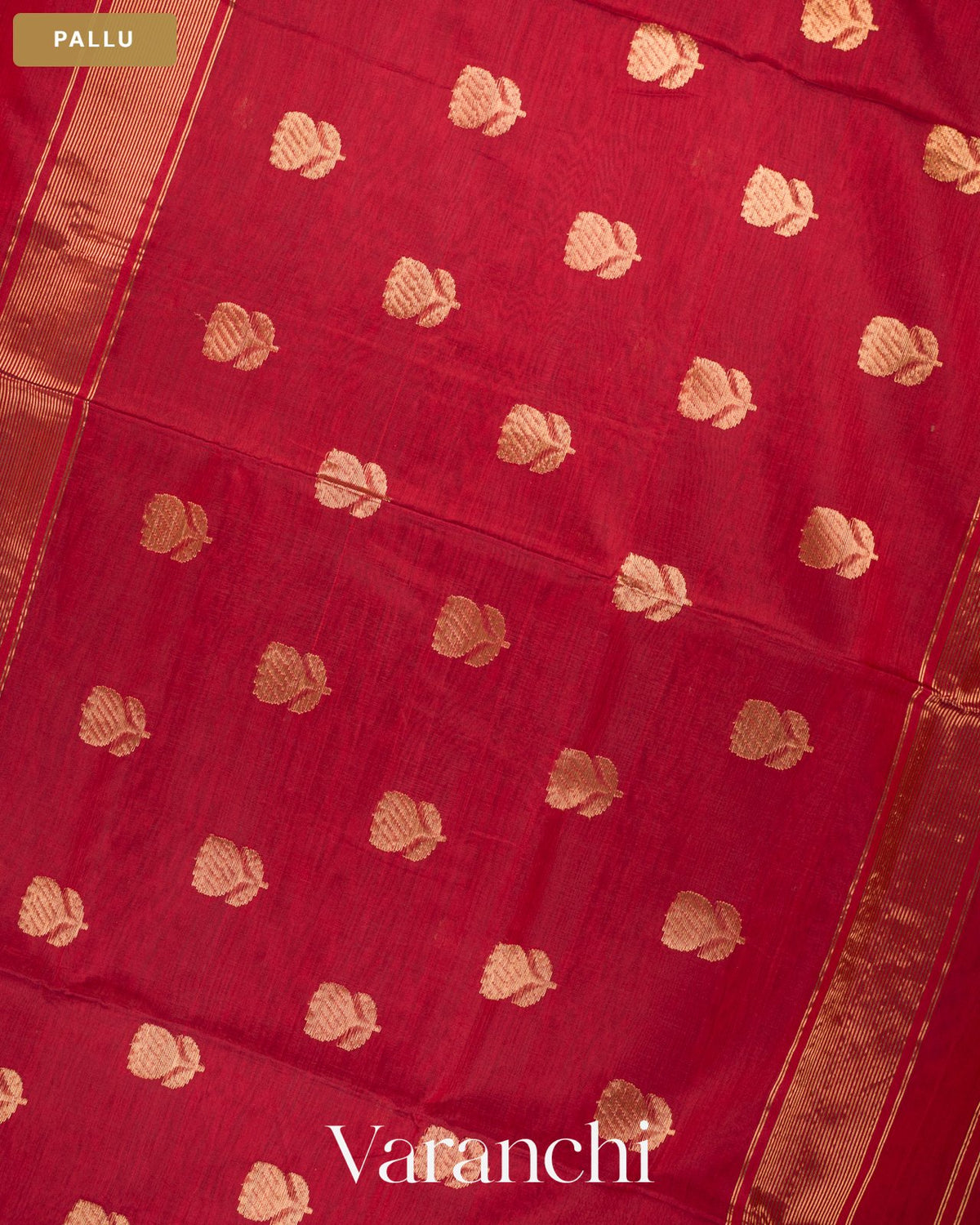 Maroon Zigzag Bordered Pure Maheshwari Silk Cotton Handloom Saree — Pallu