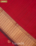Maroon Zigzag Bordered Pure Maheshwari Silk Cotton Handloom Saree — Blouse