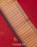 Maroon Zigzag Bordered Pure Maheshwari Silk Cotton Handloom Saree — Border