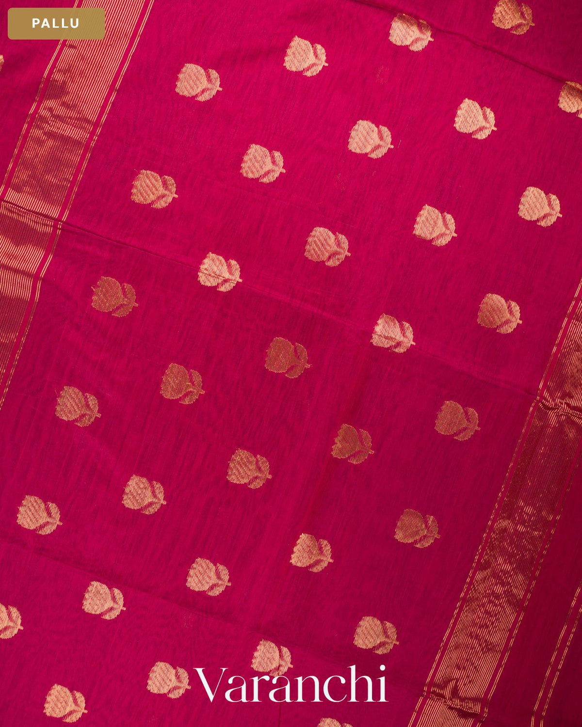 Wine Maroon Zigzag Bordered Pure Maheshwari Silk Cotton Handloom Saree — Pallu
