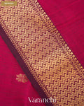 Wine Maroon Zigzag Bordered Pure Maheshwari Silk Cotton Handloom Saree — Border