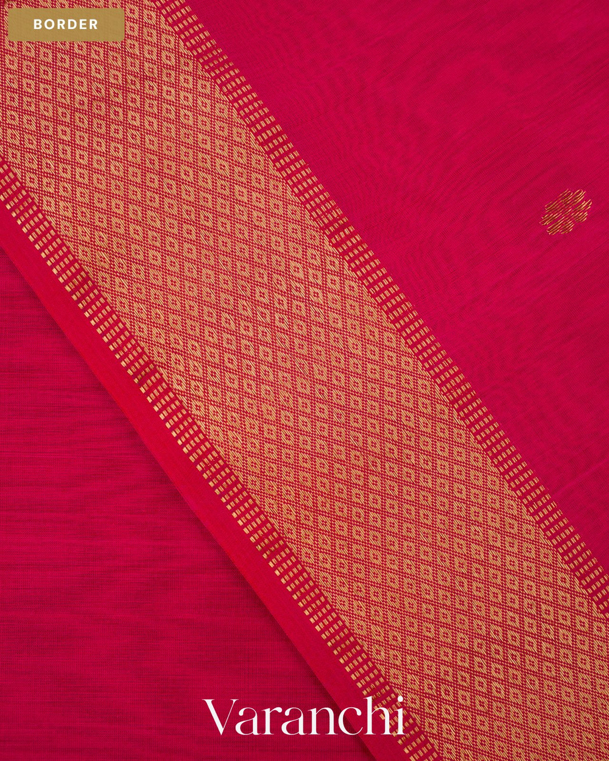 Rani Pink Pure Maheshwari Silk Cotton Handloom Saree — Border