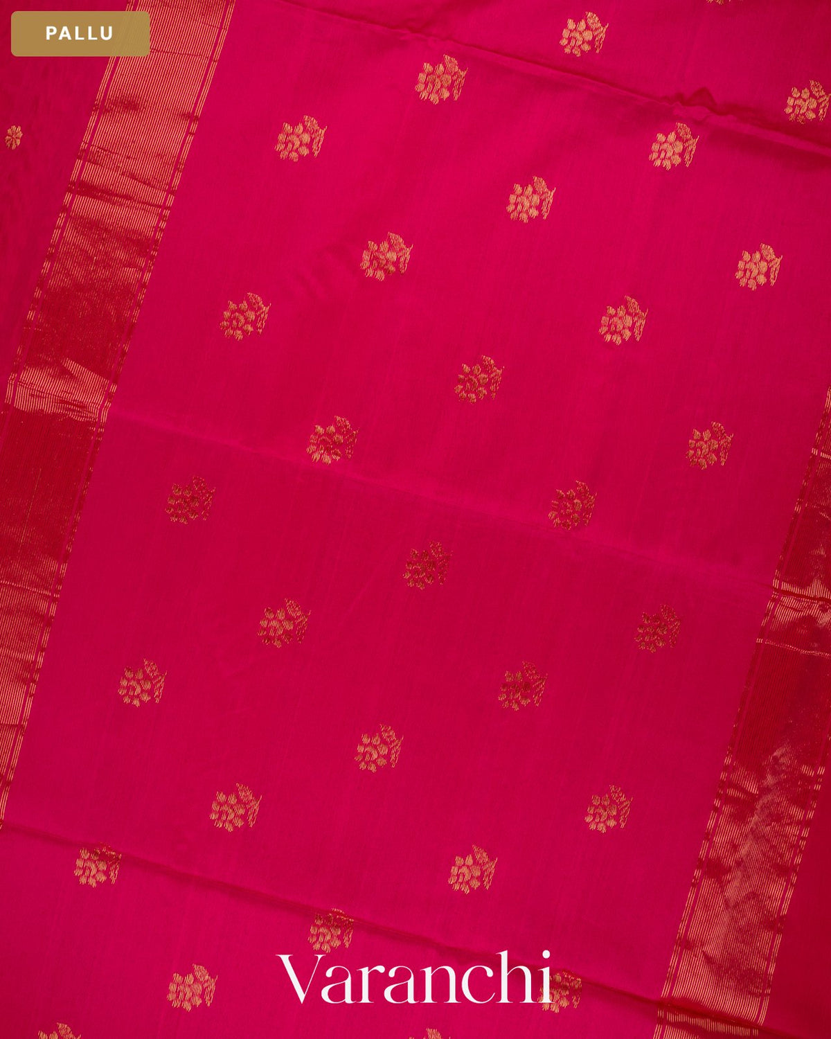Rani Pink Pure Maheshwari Silk Cotton Handloom Saree — Pallu