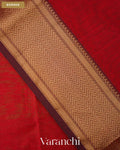 Rust Maroon Zigzag Bordered Pure Maheshwari Silk Cotton Handloom Saree — Border