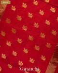 Rust Maroon Zigzag Bordered Pure Maheshwari Silk Cotton Handloom Saree — Pallu