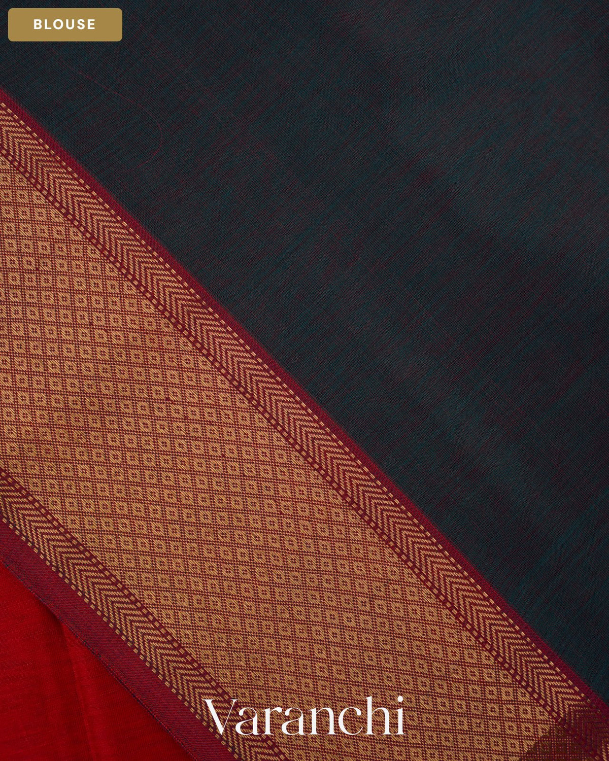 Tomato Red Pure Maheshwari Silk Cotton Handloom Saree — Blouse