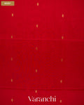 Tomato Red Pure Maheshwari Silk Cotton Handloom Saree — Body