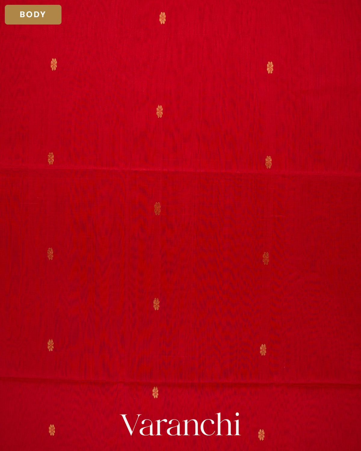 Tomato Red Pure Maheshwari Silk Cotton Handloom Saree — Body