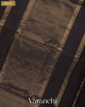 Black Pure Maheshwari Silk Cotton Handloom Saree — Pallu