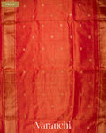 Brick Red Zigzag Bordered Pure Maheshwari Silk Cotton Handloom Saree — Pallu
