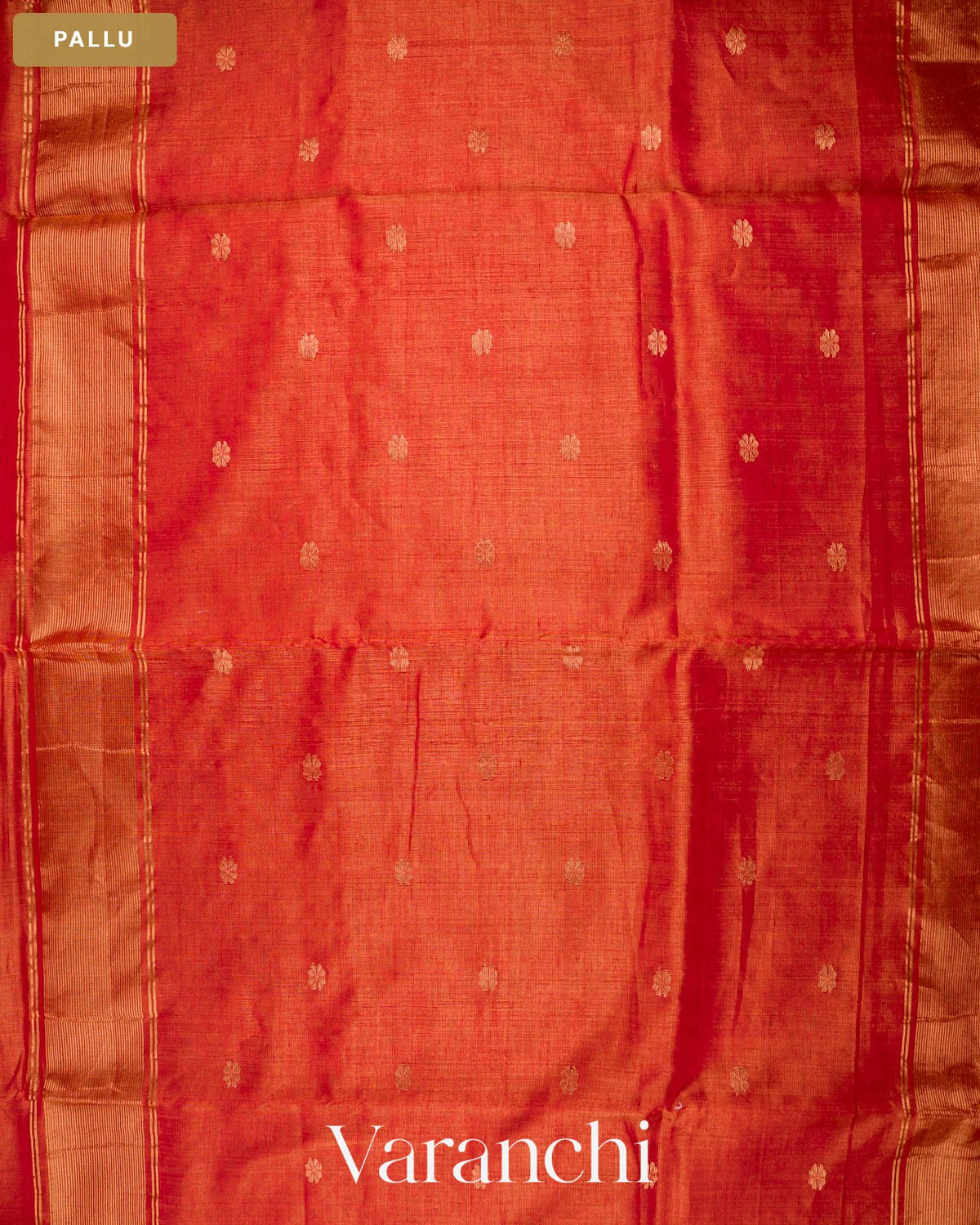 Brick Red Zigzag Bordered Pure Maheshwari Silk Cotton Handloom Saree — Pallu