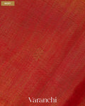 Brick Red Zigzag Bordered Pure Maheshwari Silk Cotton Handloom Saree — Body