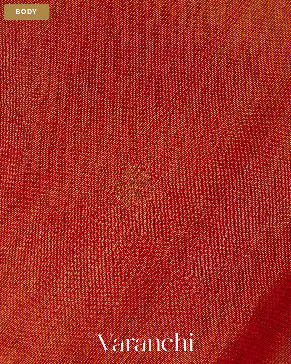 Brick Red Zigzag Bordered Pure Maheshwari Silk Cotton Handloom Saree — Body