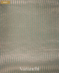 Powder Blue Bird Embroidered Pure Kora Silk Saree — Body