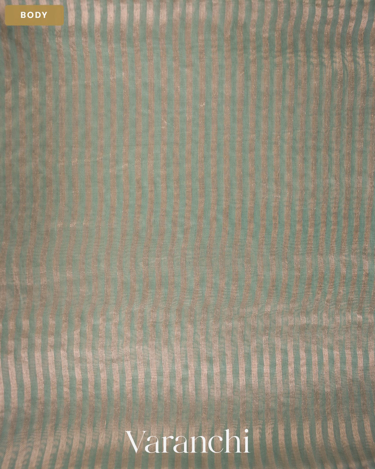 Powder Blue Bird Embroidered Pure Kora Silk Saree — Body