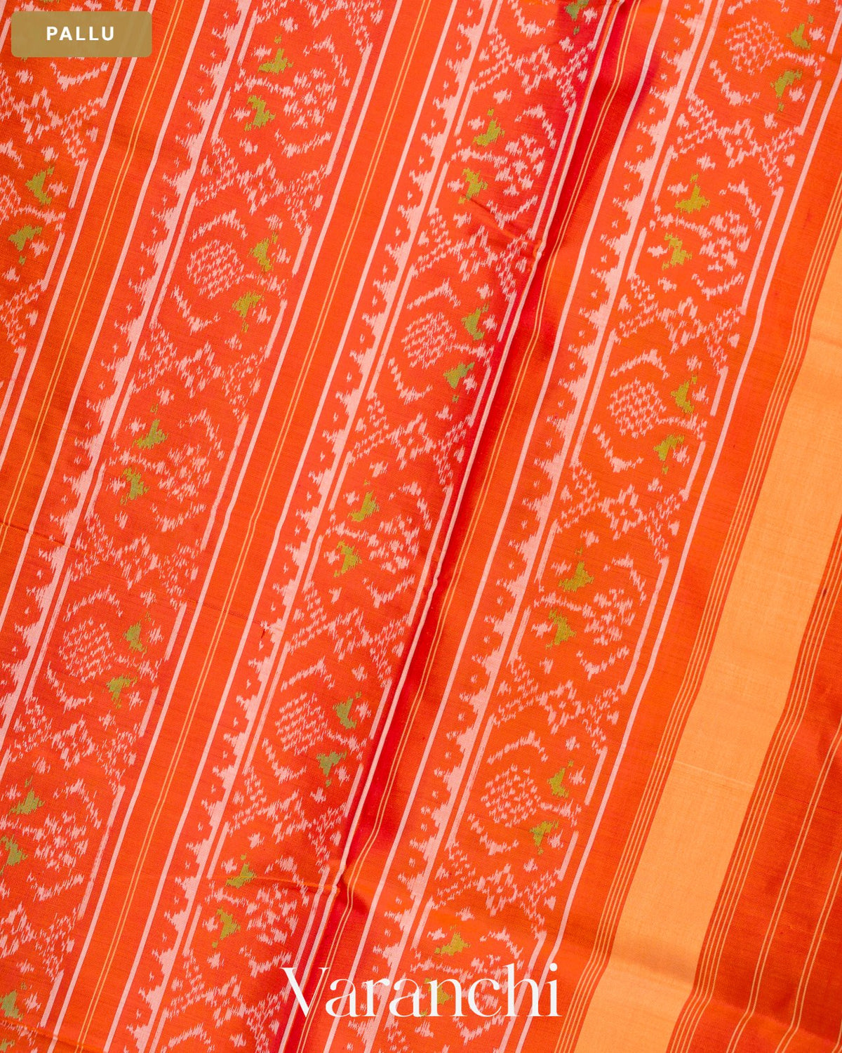 Ruby Red Pure Rajkot Patola Silk Handloom Saree — Pallu