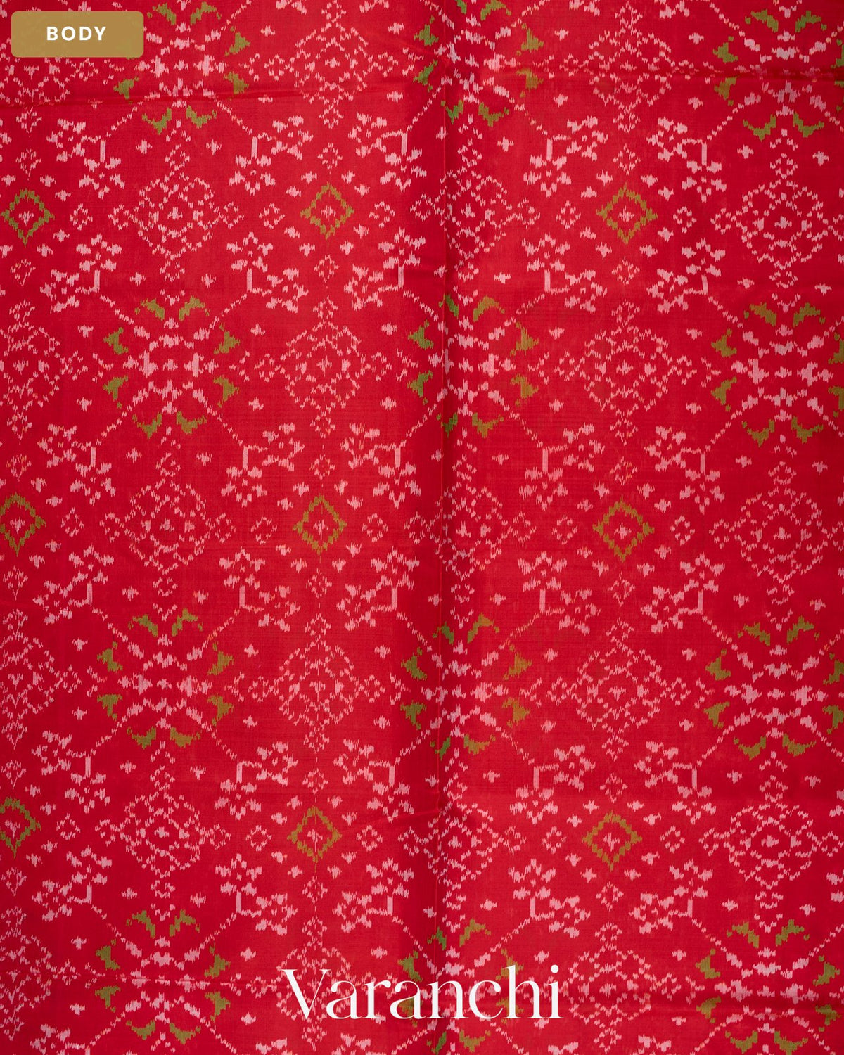 Ruby Red Pure Rajkot Patola Silk Handloom Saree — Body