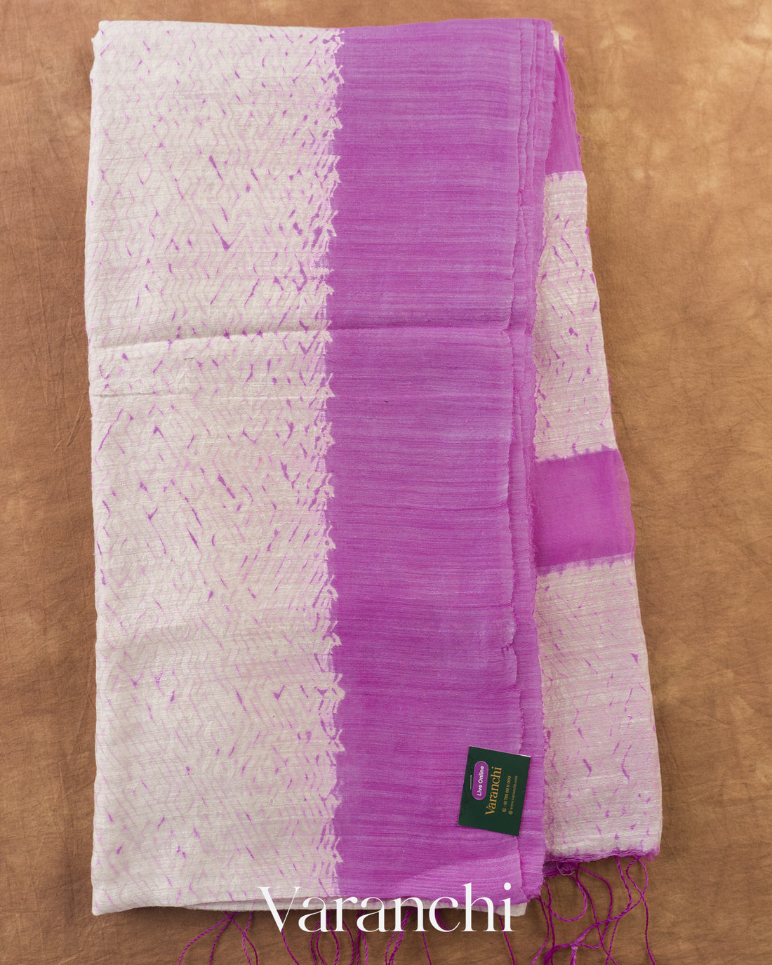 Orchid Purple Shibori Pure Matka Silk Handloom Saree — Full Saree