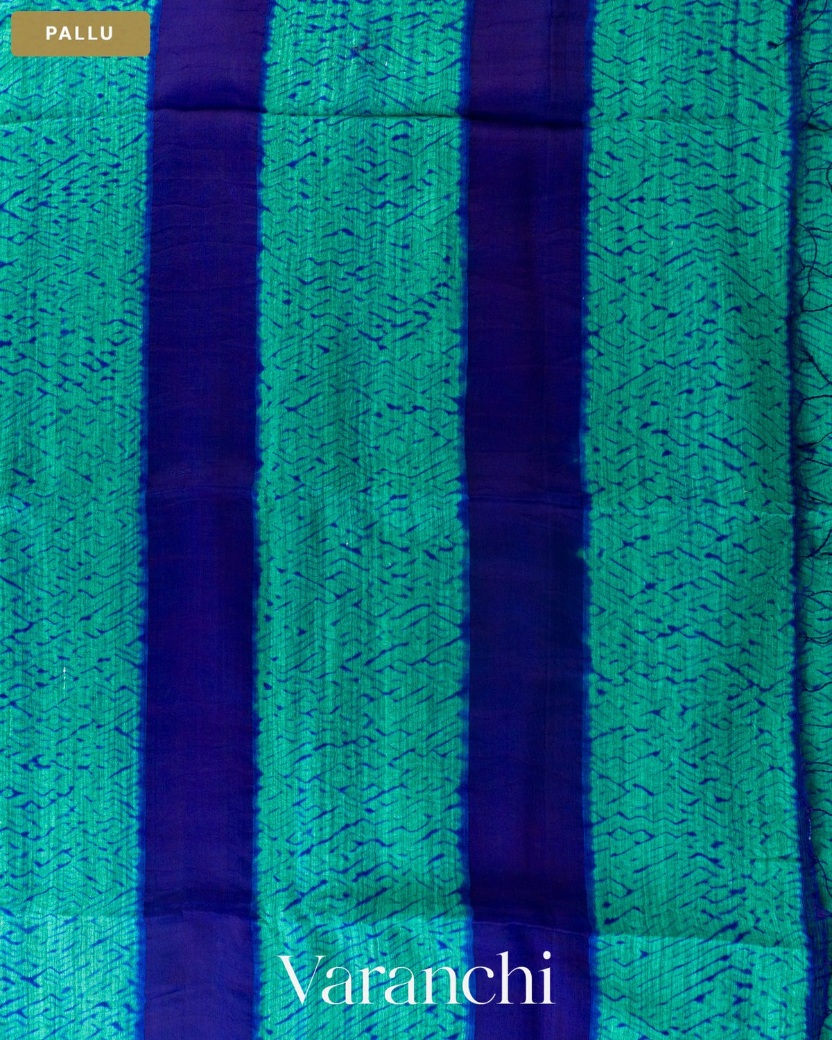 Sea Green Shibori Pure Matka Silk Handloom Saree — Pallu