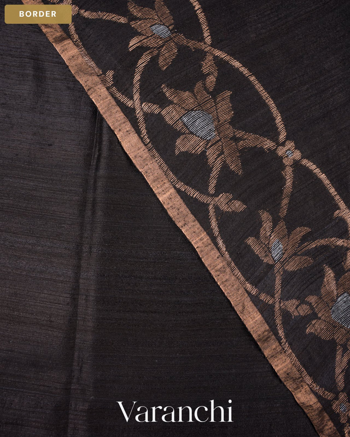 Black Jamdani Pure Matka Tissue Silk Handloom Saree — Border
