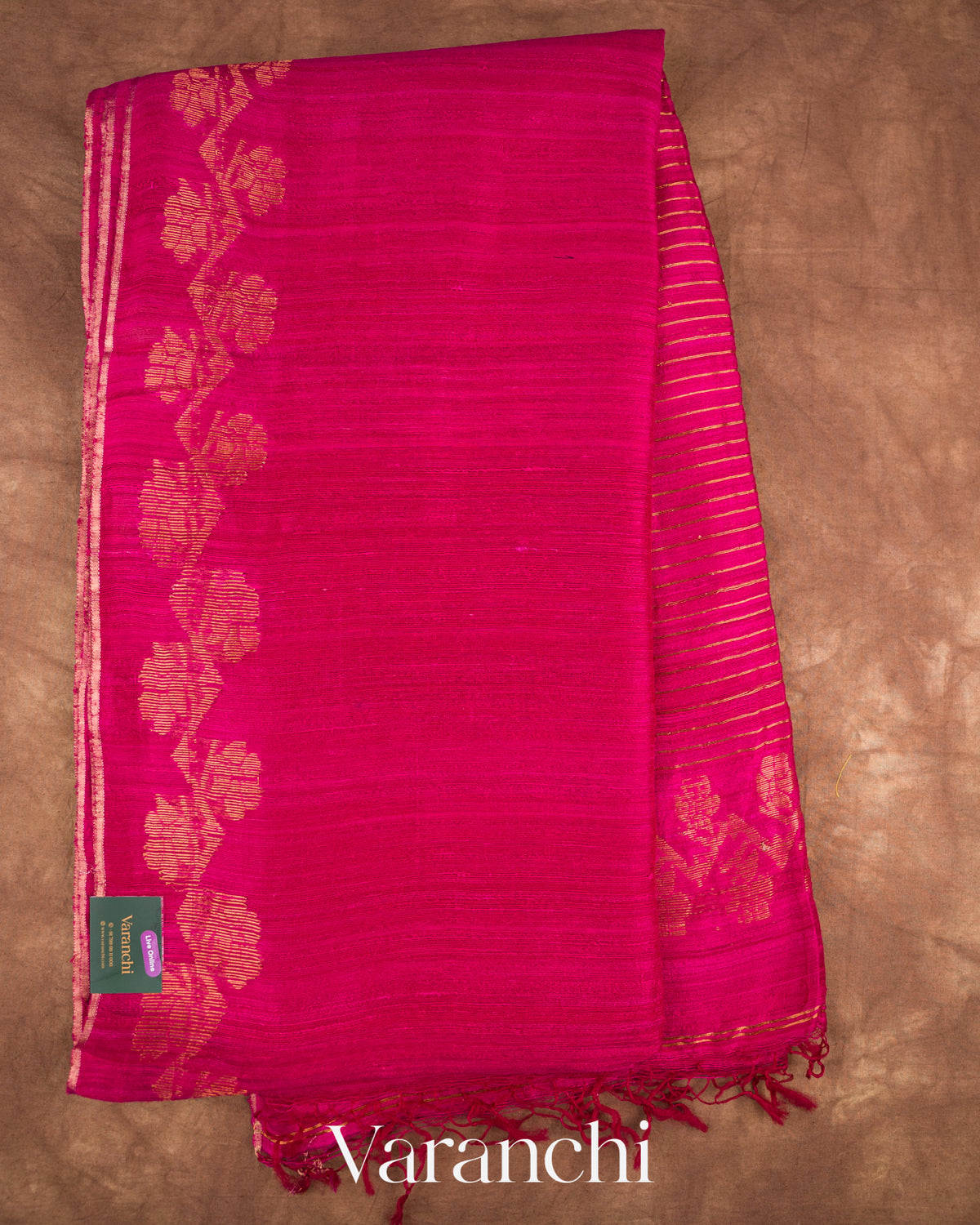 Rani Pink Pure Matka Silk Handloom Saree — Full Saree
