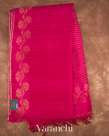 Rani Pink Pure Matka Silk Handloom Saree — Full Saree