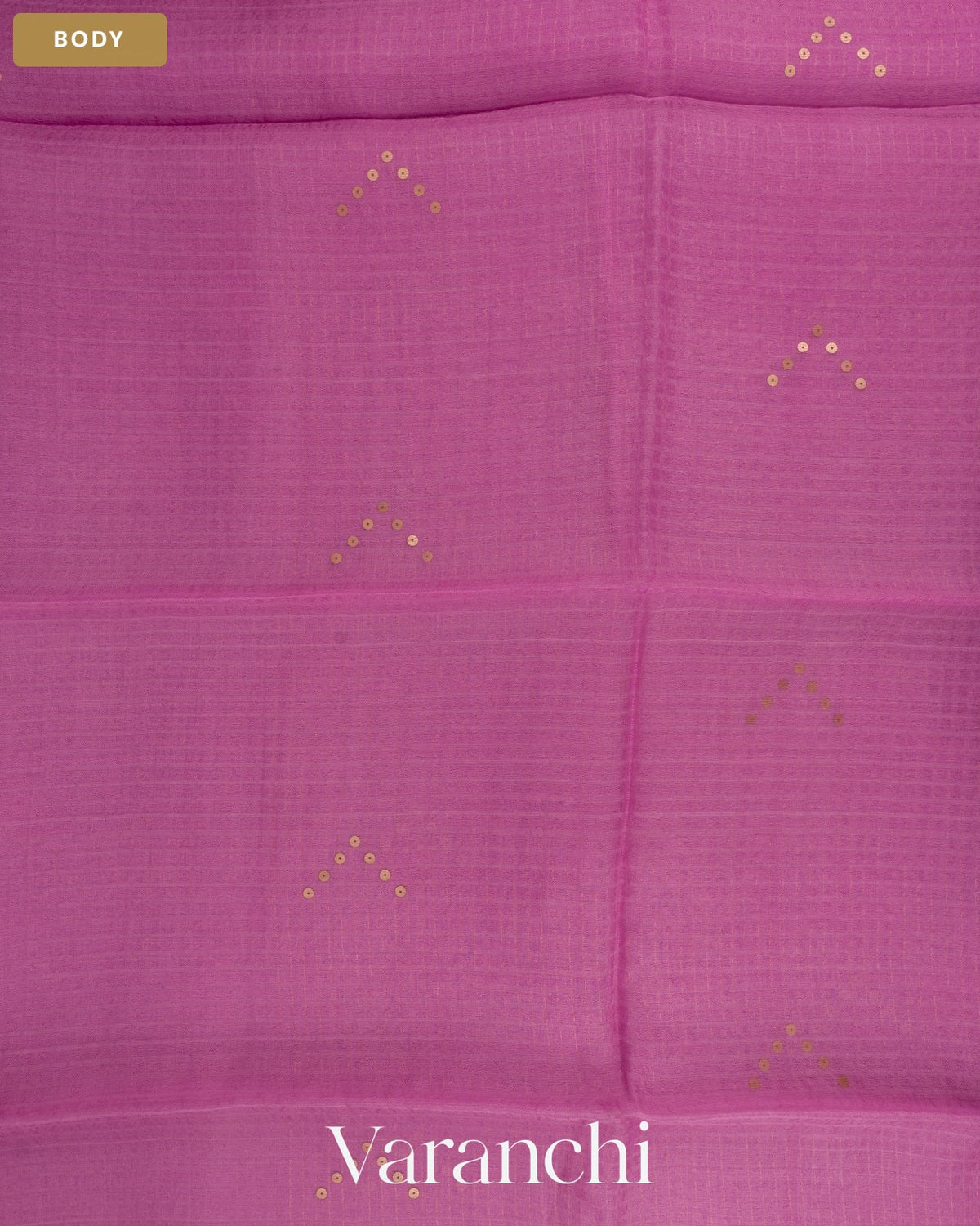 Orchid Pink Sequin Checkered Pure Muslin Silk Handloom Saree — Body