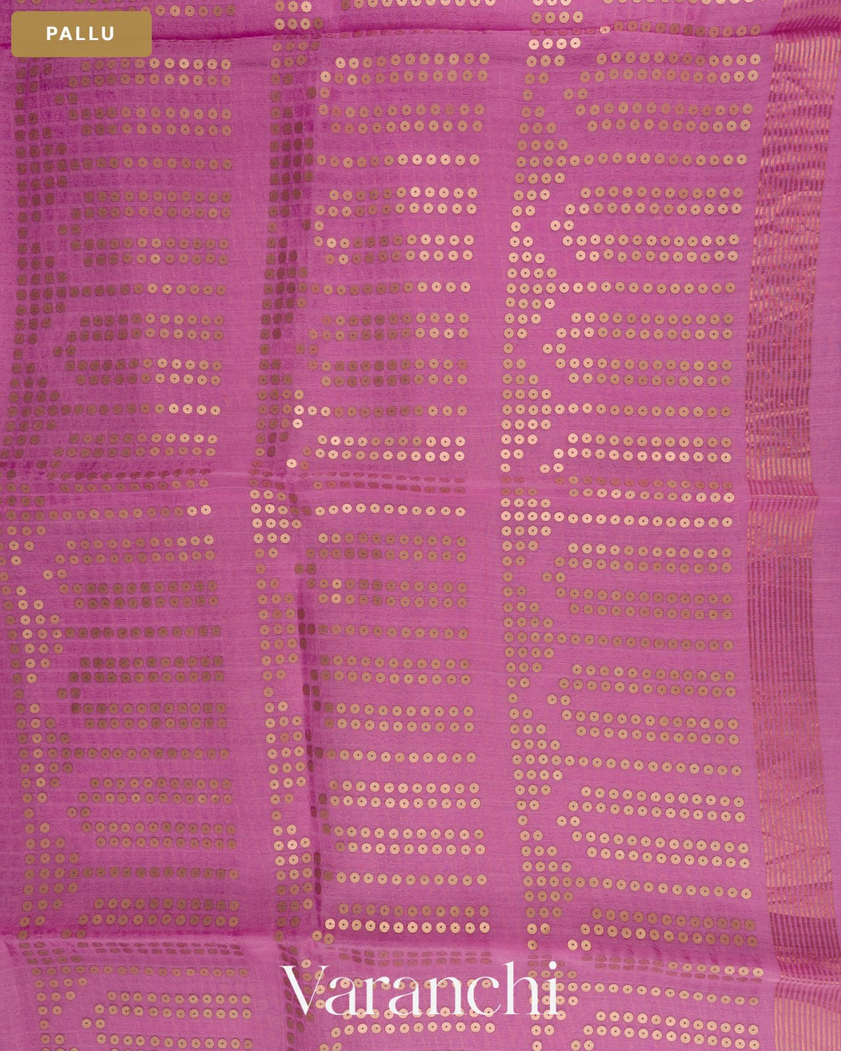 Orchid Pink Sequin Checkered Pure Muslin Silk Handloom Saree — Pallu