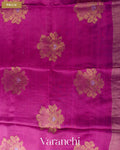 Deep Onion Pink Jamdani Pure Mulberry Silk Handloom Saree — Pallu